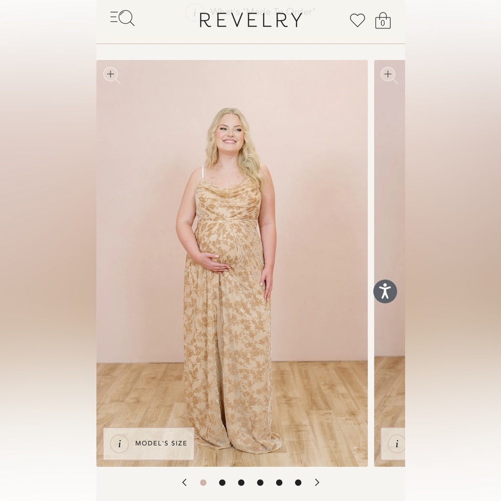 Revelry Maternity Skye Floral Velvet Burnout Dress in Gold Champagne